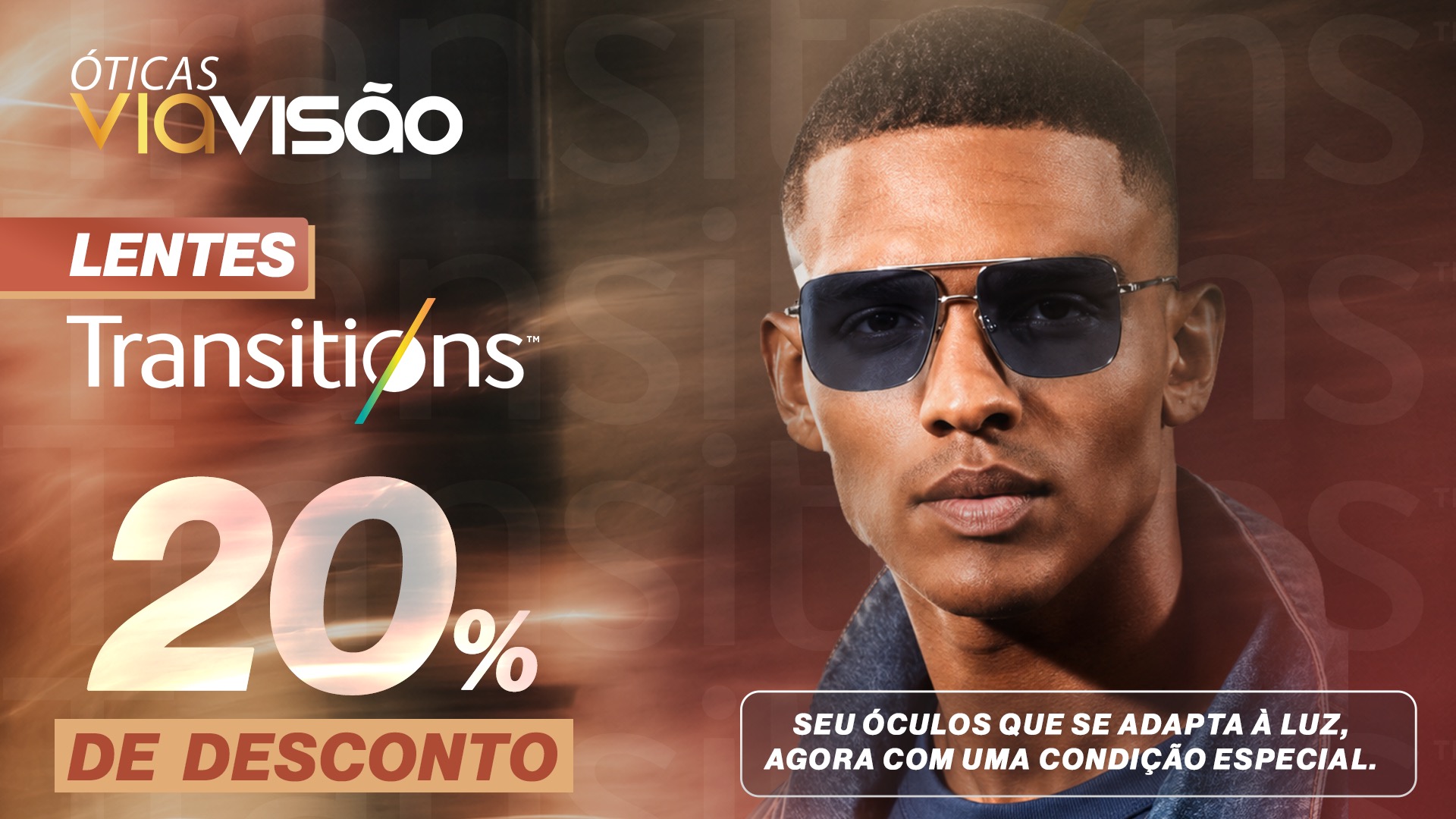 Lentes Transitions com 20% de desconto